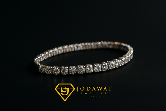 Moissanite Solitaire Bracelet (925 Silver, White Gold Finish)